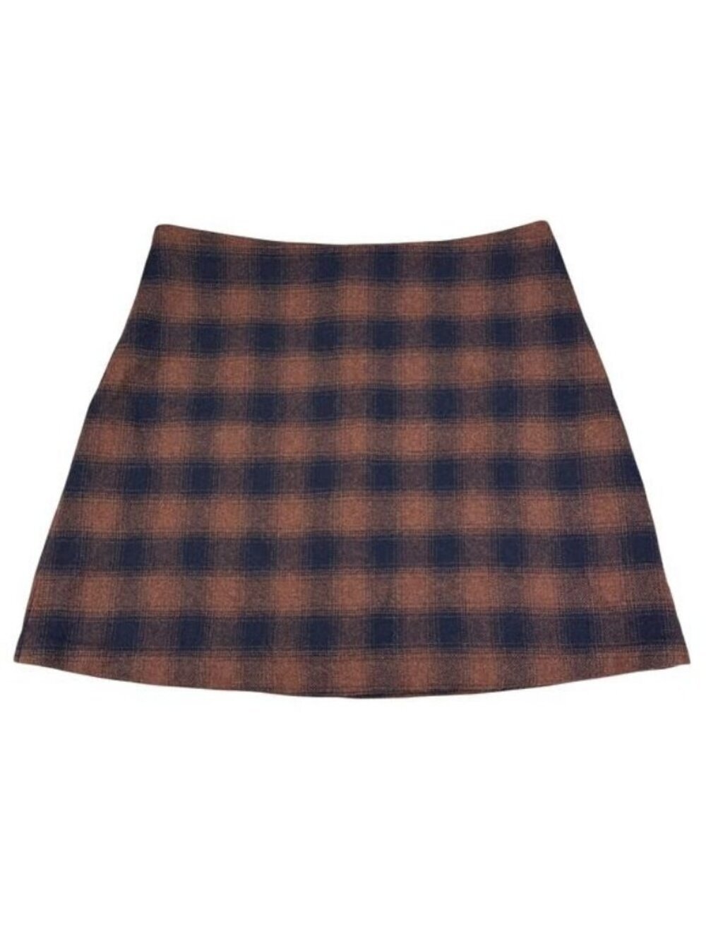 WILFRED Aritzia Classic Mini Skirt in Navy Rust Fade Plaid Sz 00 - Picture 3 of 6